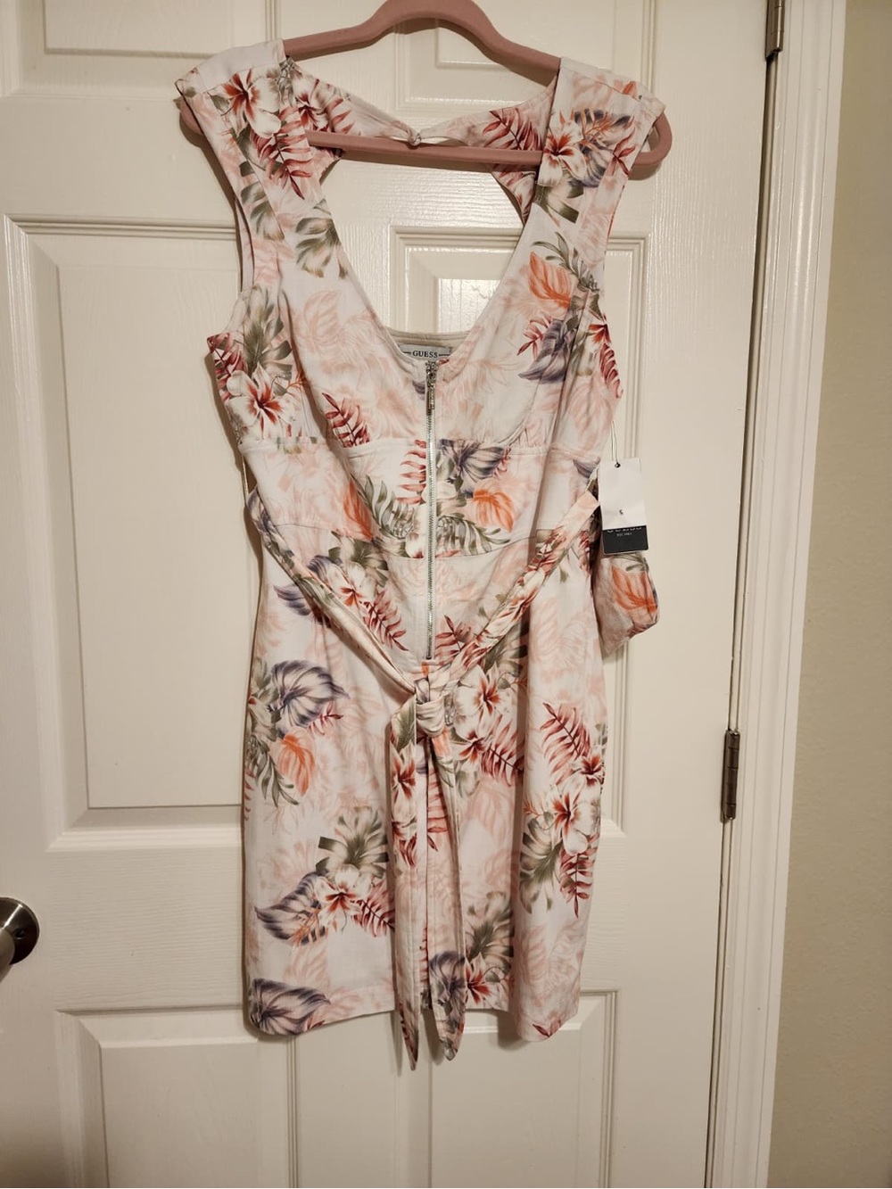 Guess Floral Tie-Waist Sleeveless Dress - Pink